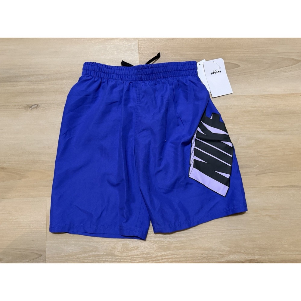 Nike Boys Volley Swim Shorts Youth Medium Purple Logo NWT Swimming Trunks